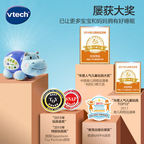 伟易达小河马睡眠仪宝宝声光安抚睡觉海马玩偶婴儿可入口哄睡玩具 - 图0