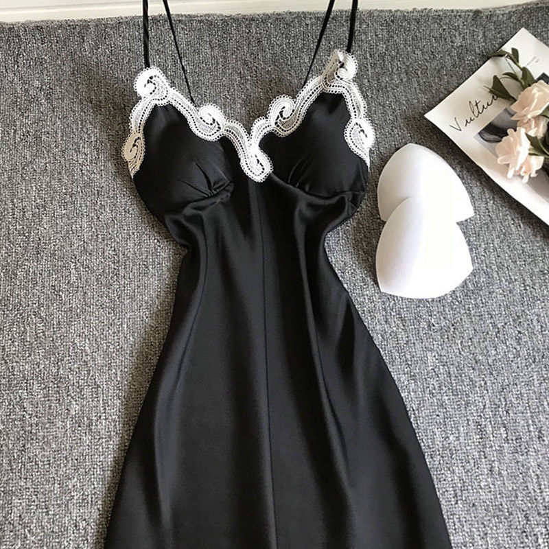 吊带夏季冰丝纯色火辣私房性感睡裙 热妒睡裙