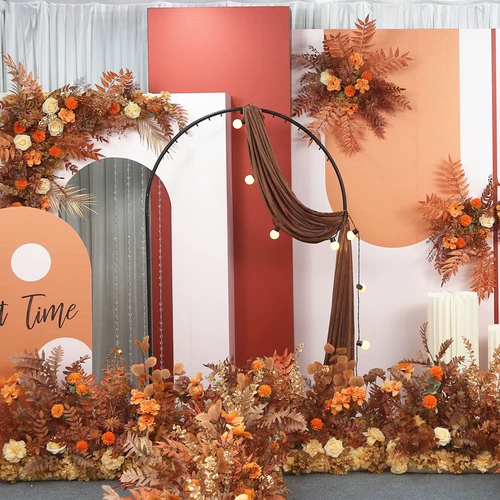 Карамельная осень свадьба цветочное искусство симуляция цветочные свадебные условия пункт Цветочный ряд цветочные рога Цветочная дорога Фон Фон подиум