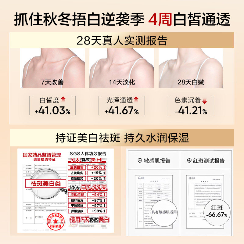 韩束美白身体乳烟酰胺焕白提亮精华液甘油保湿润肤露滋润紧致留香