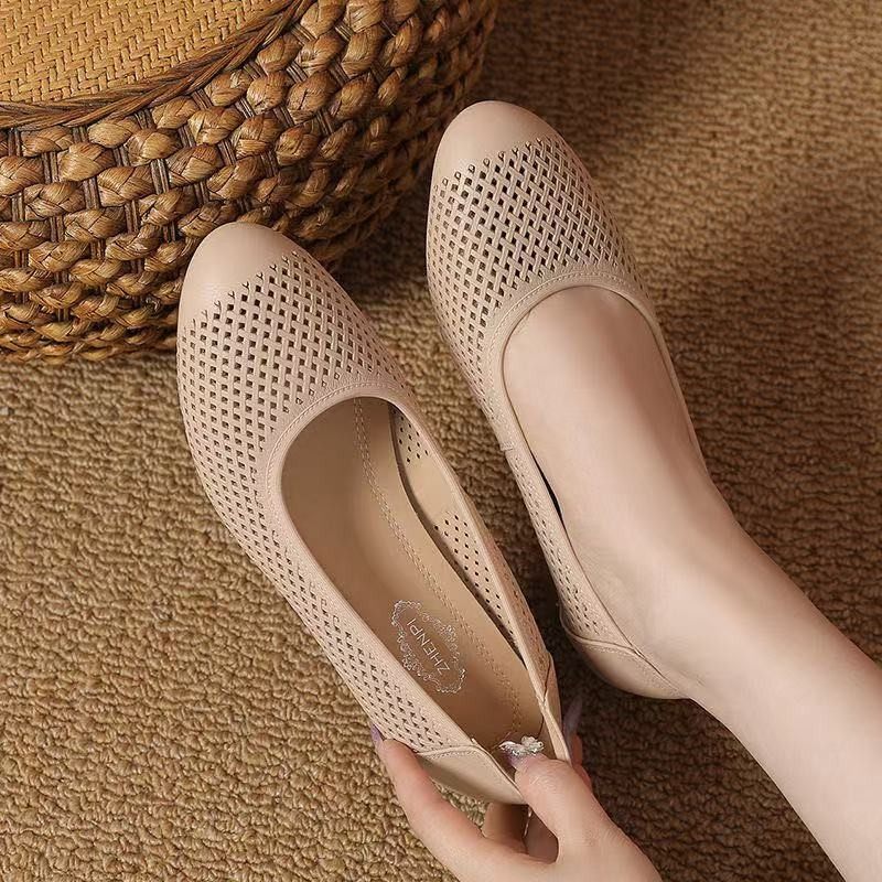 浅口鞋女2025夏季新款镂空防滑坡跟透气单鞋软底网面洞洞女豆豆鞋,淘宝优惠券,粉丝福利购,淘宝优惠卷
