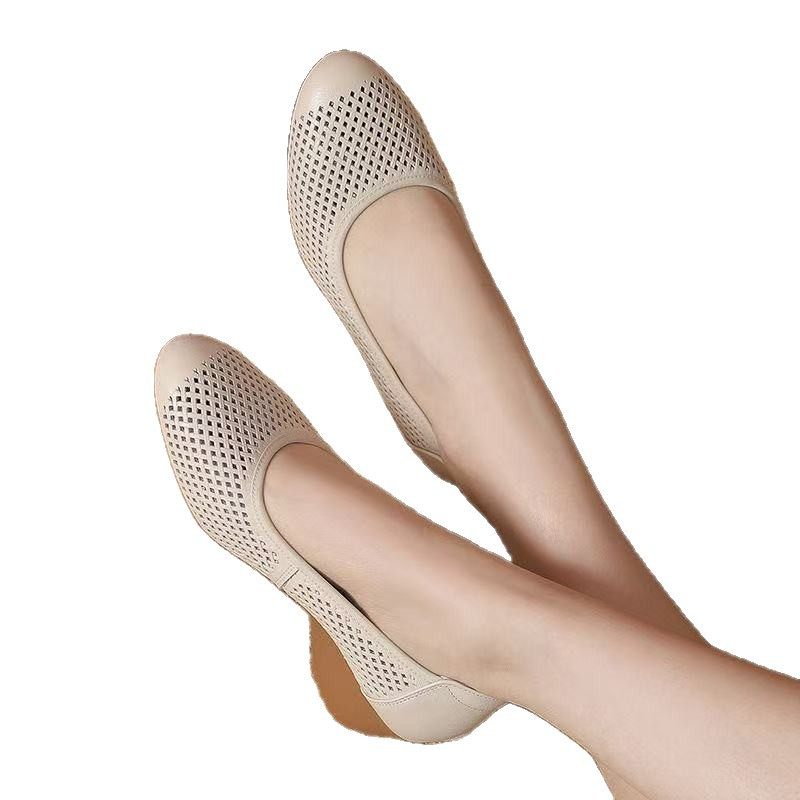 浅口鞋女2025夏季新款镂空防滑坡跟透气单鞋软底网面洞洞女豆豆鞋,淘宝优惠券,粉丝福利购,淘宝优惠卷
