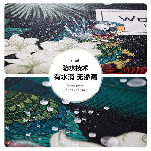 美式轻奢绿色丛林动物系列桌布防水防油餐桌茶几书桌盖布棉麻布艺 - 图2