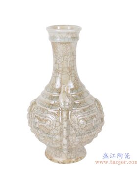 仿古陶瓷花瓶摆件客厅装饰品纹理三足鼎造型家居工艺品