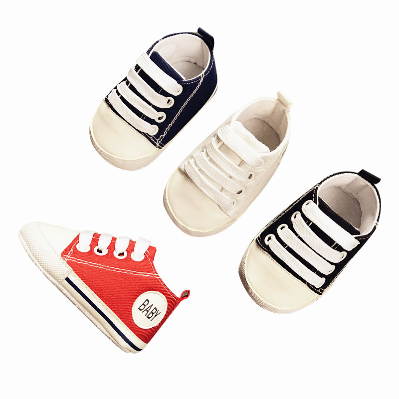 新生婴儿鞋子软底学步0-1岁6个月男女宝宝帆布鞋春秋夏防滑不掉跟