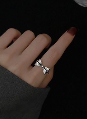 桑稚同款复古开口蝴蝶结戒指