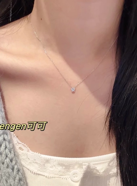 s925纯银迷你蝴蝶吊坠锁骨项链女