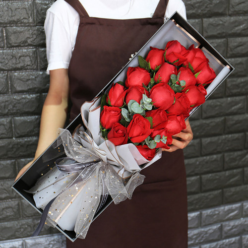 19/33朵红粉香槟玫瑰花束鲜花礼盒生日鲜花上海速递同城花店配送 - 图2