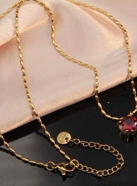 轻奢深红锆石钛钢项链女气质锁骨链子简约质感百搭首饰通勤防敏女