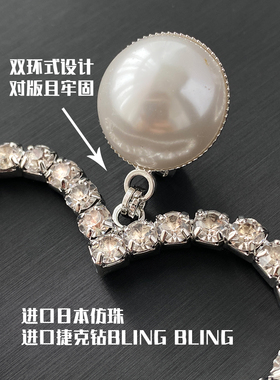 复古夸张爱心镶钻珍珠爆闪耳夹女