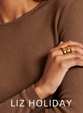 老钱风夸张复古三层弧面金戒指女