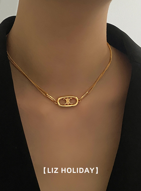 欧美黄铜椭圆镂空凯旋门手链项链