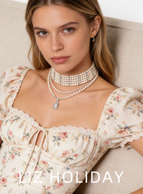 宫廷重工五层珍珠镶钻竹节锁骨链