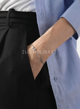 银色复古立体字母锆石镶钻手链轻奢小众女生今年精致2023年春新款