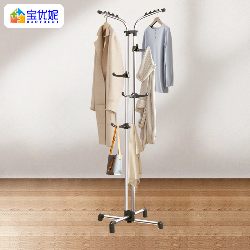 不锈钢衣帽架落地卧室转角不占地可移动家用睡觉放衣服床头挂衣架 - 图1