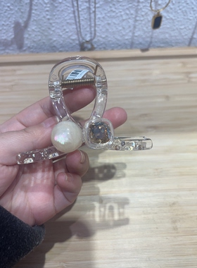 韩式温柔氛围感透明抓夹人鱼姬珍珠闪钻发夹 仙女风半扎发鲨鱼夹