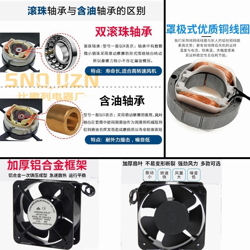 焊机散热FP-108EX-S1-S 220V/380V机箱15CM交流风扇15050轴流风机 - 图2
