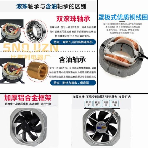 28080轴流风机W2E250/22580铁叶220V F2E-260/320B散热风扇250FZY - 图1
