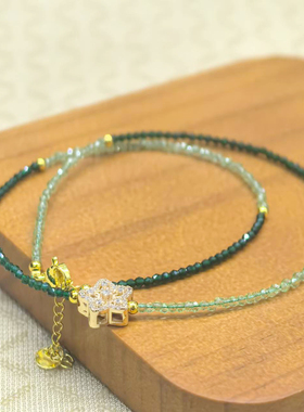 绿尖晶锁骨链原创轻奢女款项链
