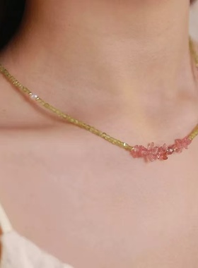 橄榄绿锆石草莓晶手链项链