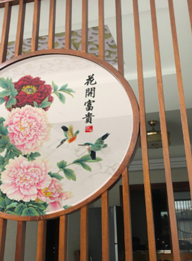 定制有机玻璃亚克力夹胶夹纱双面半透明纱布画屏风隔断画心好安装