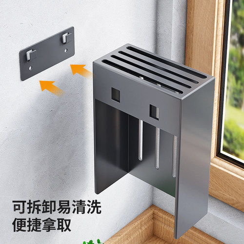 不锈钢刀架厨房置物架免打孔刀具收纳架刀菜刀架子家用刀座壁挂式 - 图3