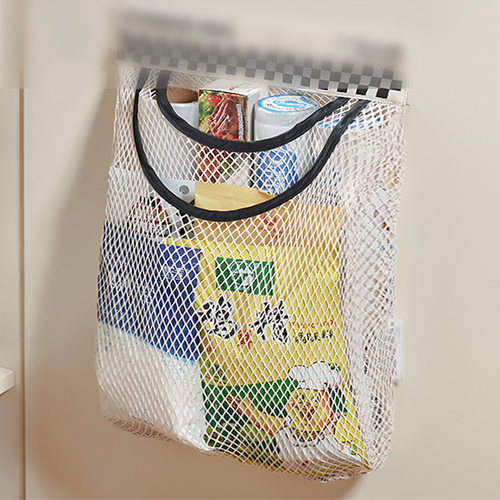 垃圾袋收纳壁挂式大容量厨房柜门后家用装储物塑料袋子魔术贴网兜 - 图1