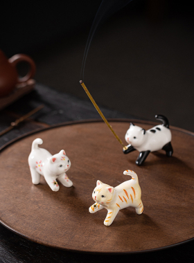 萌系可爱小猫咪香插香座装饰摆件
