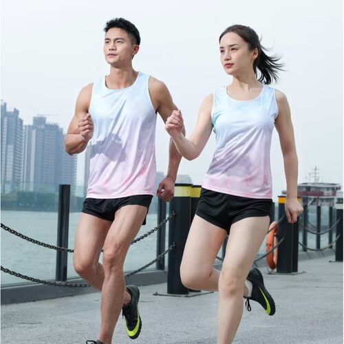 专业田径训练服体考长短跑比赛运动服马拉松跑步运动男女背心套装 - 图0