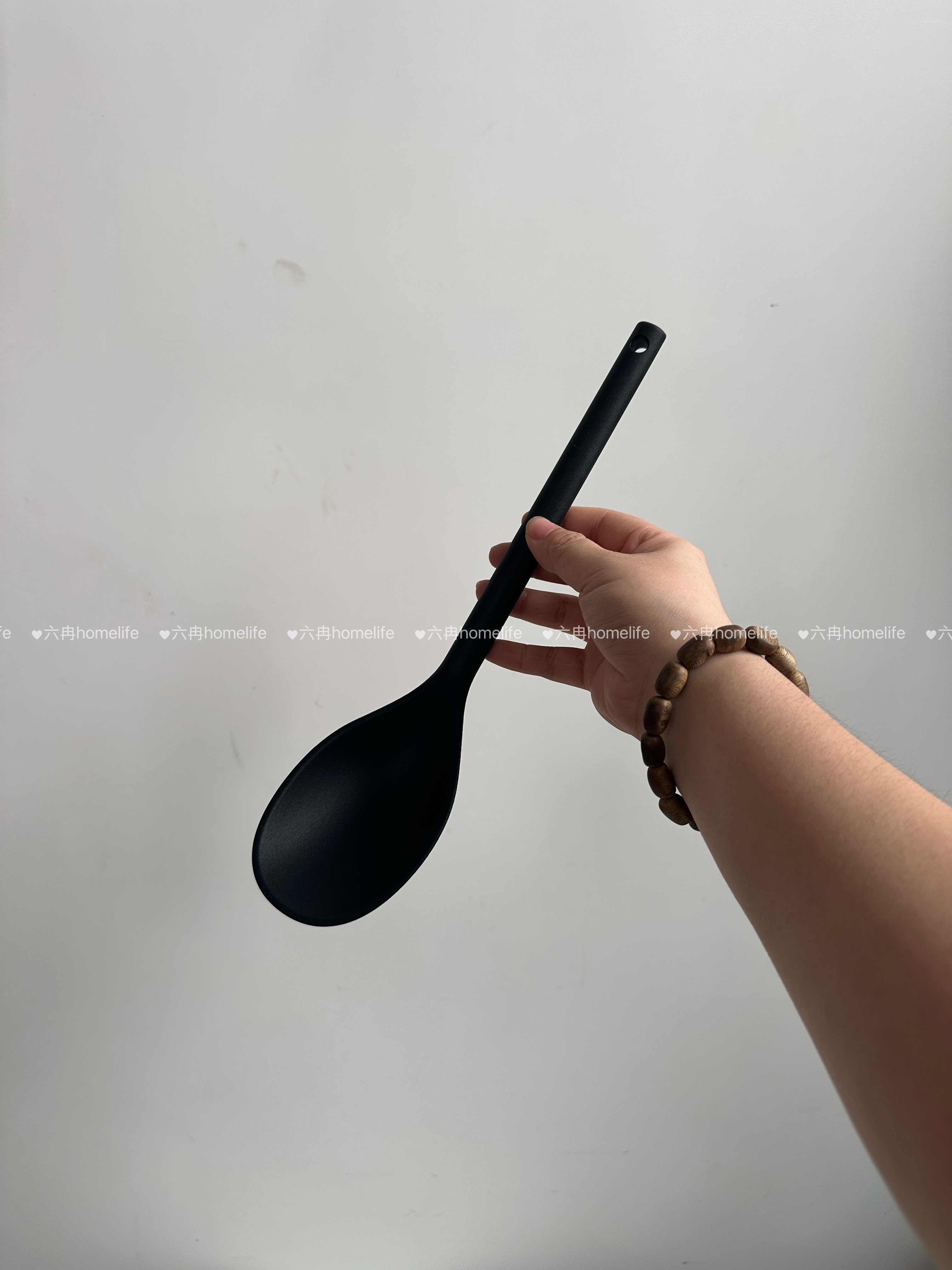 食品级硅胶密羮硅胶长柄汤勺厨房炒菜用具黑色加厚防烫勺 - 图3