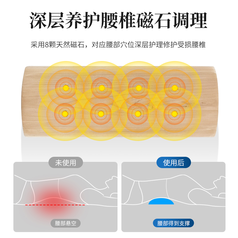 磁疗木腰枕实木腰椎盘突出睡觉矫正牵引硬腰靠床上睡眠腰部护腰垫 - 图2