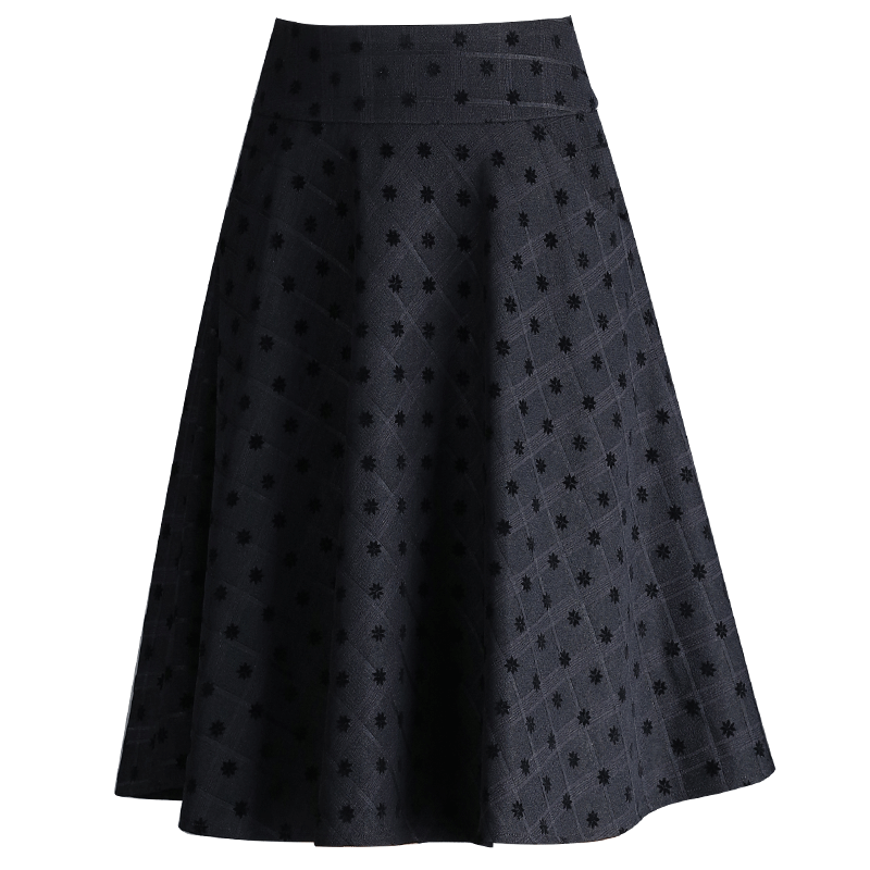 秋季高腰黑色a字小摆裙新款半身裙 都孜妮半身裙