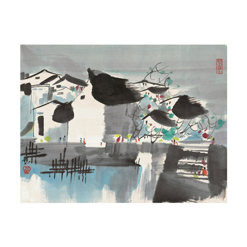 吴冠中画册风景油画电子图片水墨画山水装饰画图库国画素材_虎窝淘