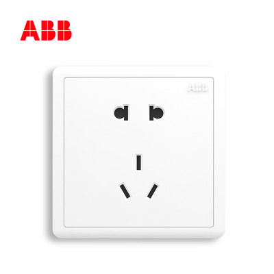 ABB开关插座ABB远致明净白一开二开五孔电视电话插座面板套餐