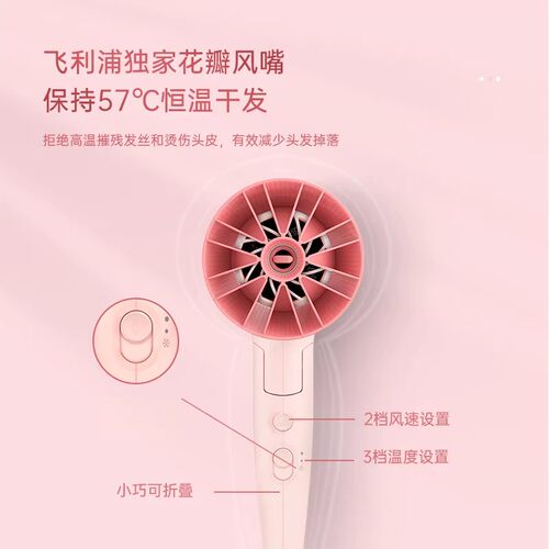 【母亲节礼物】飞利浦负离子护发速干宿舍便携可折叠大风力电吹风 - 图1