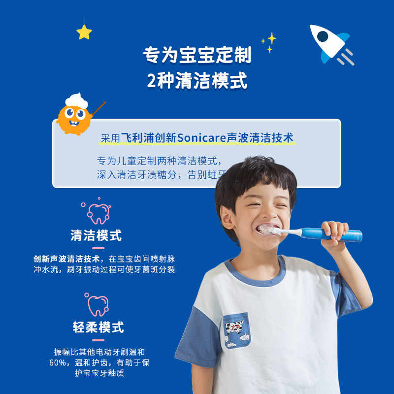飞利浦儿童电动牙刷3-6-12岁官方旗舰软毛换牙期全自动护龈HX2432