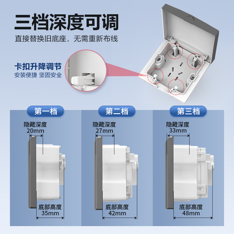 德力西内嵌入式隐藏插座凹内嵌式插座冰箱洗衣机插座五孔86型面板 - 图1