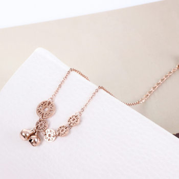 Retro Coin Coin Bell Titanium Steel 18K Rose Gold Anklet Women's Textured Ankle Bracelet Accessories Gift