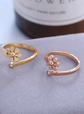 雏菊花朵钛钢戒指甜美冷淡风饰品