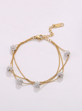 圆钻手链钛钢朋克风夸张女腕链