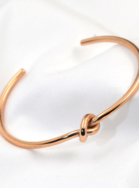 同心结打结钛钢男女镀18K金手镯