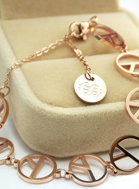 18k反战风玫瑰金百搭钛钢手链