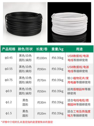 电信光缆绑线户外光纤电缆扎丝园艺捆扎线带铁丝包塑光伏通信扎线 - 图1