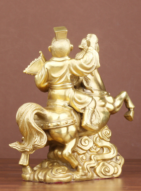 纯黄铜马上猴家居玄关摆件