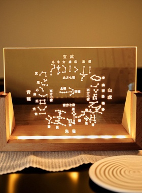 传统文化二十八星宿灯阵二十八星宿摆件灯精雕实木USBLED展灯夜灯