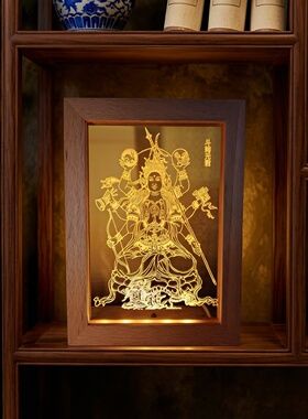 斗姆元君精雕实木USBLED夜灯