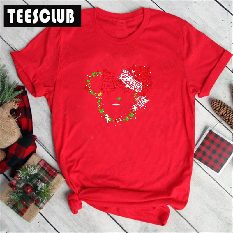 Merry Christmas Mouse TShirt 圣诞新款老鼠印花休闲女士黑色T恤 - 图2