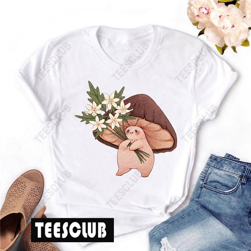 Cute Mushroom T-shirt 夏季可爱卡通蘑菇宝宝印花休闲短袖t恤衫 - 图0