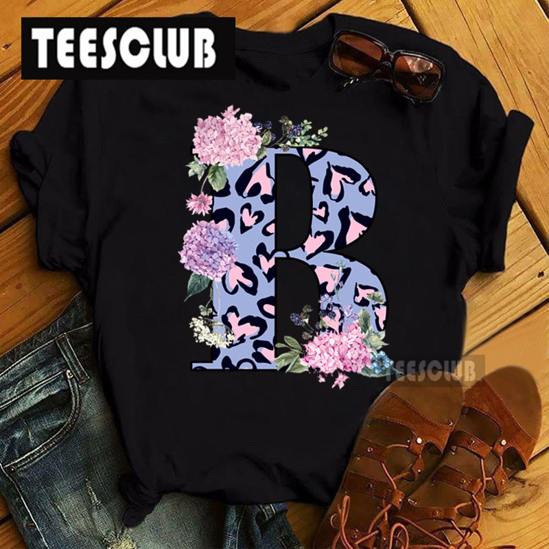 Leopard Floral  Letter T shirt 夏季欧美保温鲜花字母短袖T恤女 - 图0