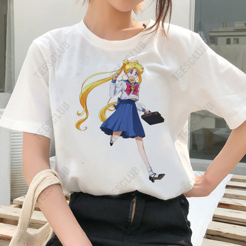 Sailor Moon Tshirt Top日本动漫美少女战士周边印花男女短袖T恤-图2